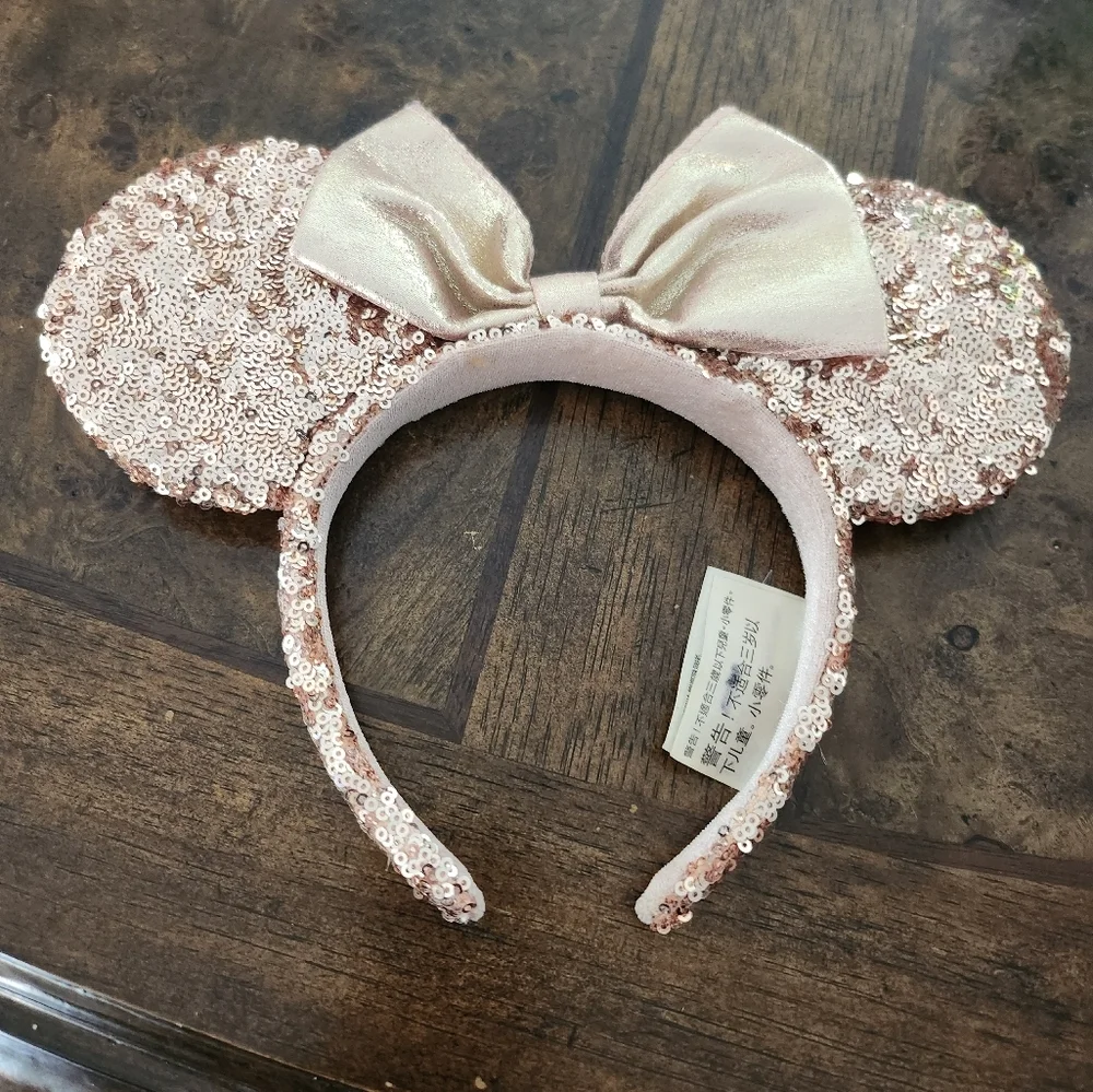 Disney Mickey Ears Headband Sequin Rose Gold